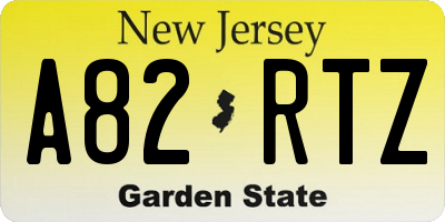 NJ license plate A82RTZ