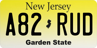 NJ license plate A82RUD