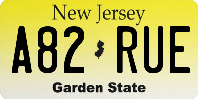 NJ license plate A82RUE