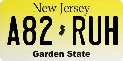 NJ license plate A82RUH