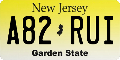 NJ license plate A82RUI