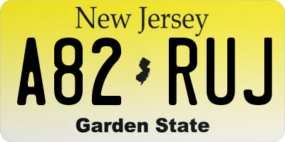 NJ license plate A82RUJ