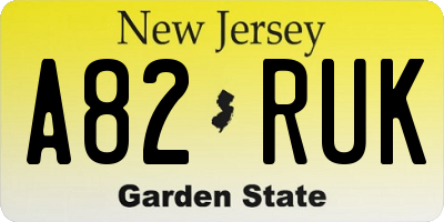 NJ license plate A82RUK