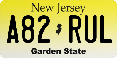 NJ license plate A82RUL