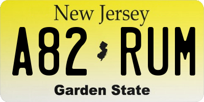 NJ license plate A82RUM