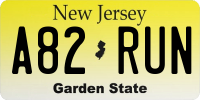 NJ license plate A82RUN