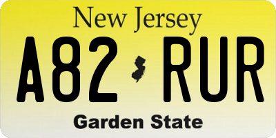 NJ license plate A82RUR