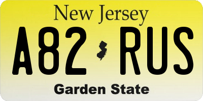 NJ license plate A82RUS