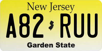 NJ license plate A82RUU