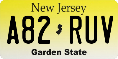 NJ license plate A82RUV