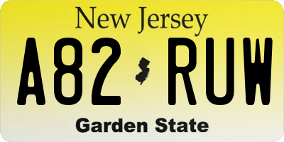 NJ license plate A82RUW