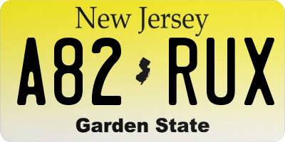 NJ license plate A82RUX