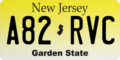 NJ license plate A82RVC