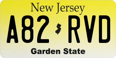 NJ license plate A82RVD
