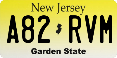 NJ license plate A82RVM