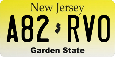 NJ license plate A82RVO