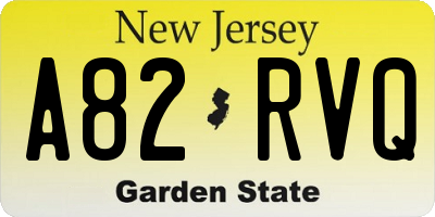 NJ license plate A82RVQ