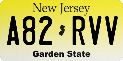 NJ license plate A82RVV