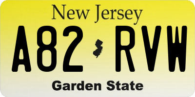 NJ license plate A82RVW