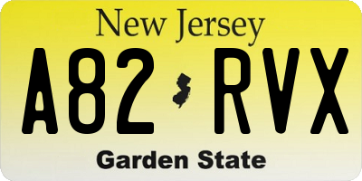 NJ license plate A82RVX