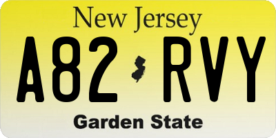 NJ license plate A82RVY