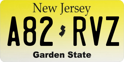 NJ license plate A82RVZ