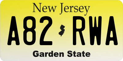 NJ license plate A82RWA