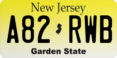 NJ license plate A82RWB
