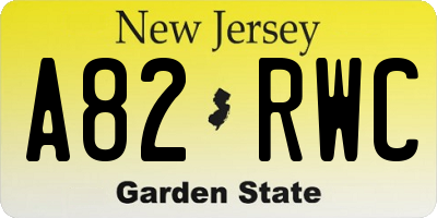 NJ license plate A82RWC