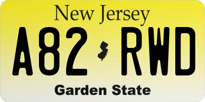 NJ license plate A82RWD