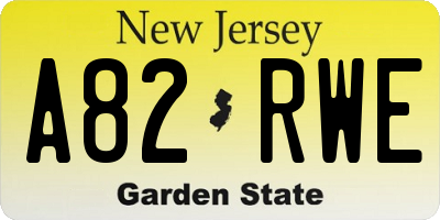 NJ license plate A82RWE