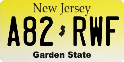 NJ license plate A82RWF
