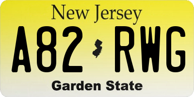 NJ license plate A82RWG