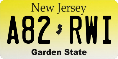 NJ license plate A82RWI