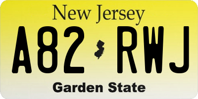 NJ license plate A82RWJ