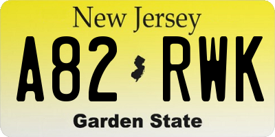 NJ license plate A82RWK
