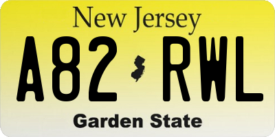 NJ license plate A82RWL