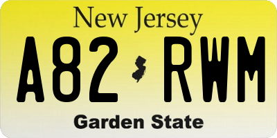 NJ license plate A82RWM