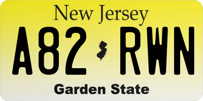 NJ license plate A82RWN