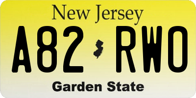 NJ license plate A82RWO