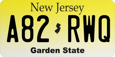 NJ license plate A82RWQ