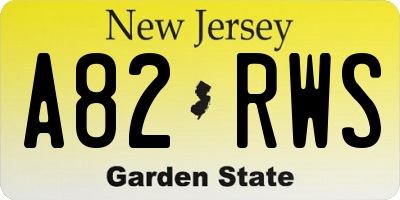 NJ license plate A82RWS
