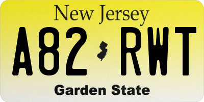 NJ license plate A82RWT