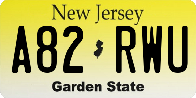 NJ license plate A82RWU