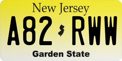 NJ license plate A82RWW