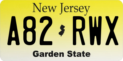 NJ license plate A82RWX