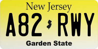 NJ license plate A82RWY