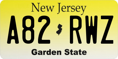 NJ license plate A82RWZ