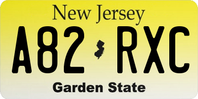NJ license plate A82RXC