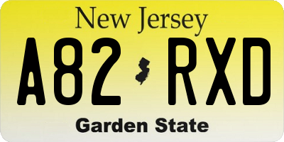 NJ license plate A82RXD